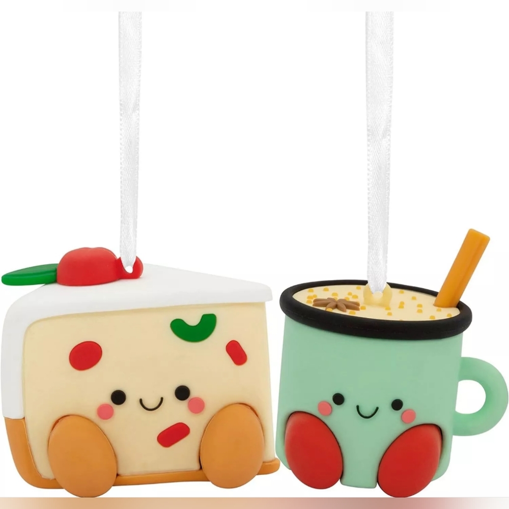 Hallmark Ornament PVC Figural Fruitcake & Eggnog